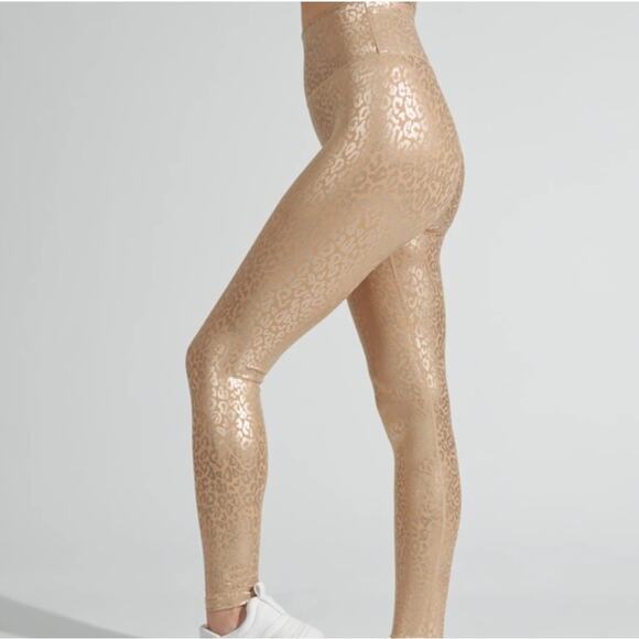 Buffbunny Rebel Leggings Womens XXL Gold Leopard Print Shiny Athleisure Gym - Picture 3 of 7